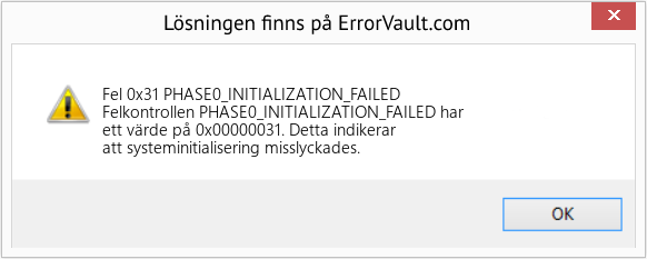 Fix PHASE0_INITIALIZATION_FAILED (Error Fel 0x31)