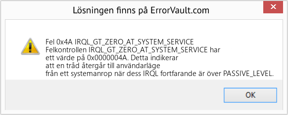 Fix IRQL_GT_ZERO_AT_SYSTEM_SERVICE (Error Fel 0x4A)