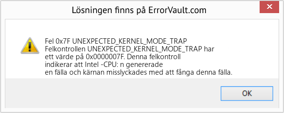 Fix UNEXPECTED_KERNEL_MODE_TRAP (Error Fel 0x7F)