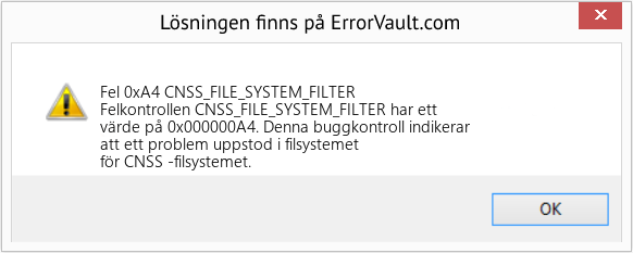 Fix CNSS_FILE_SYSTEM_FILTER (Error Fel 0xA4)