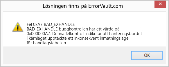Fix BAD_EXHANDLE (Error Fel 0xA7)