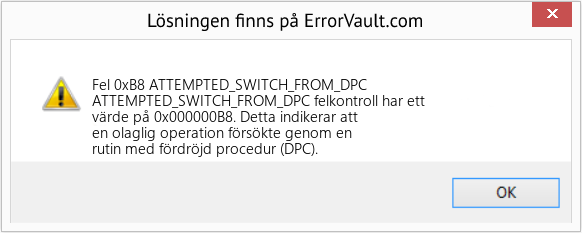 Fix ATTEMPTED_SWITCH_FROM_DPC (Error Fel 0xB8)