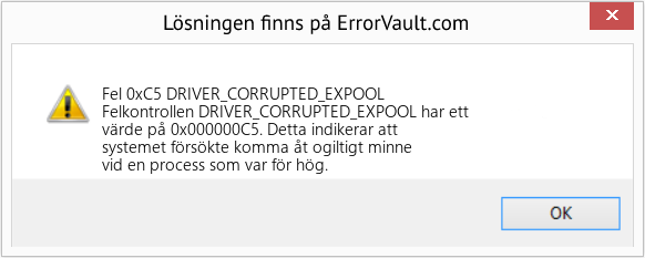 Fix DRIVER_CORRUPTED_EXPOOL (Error Fel 0xC5)