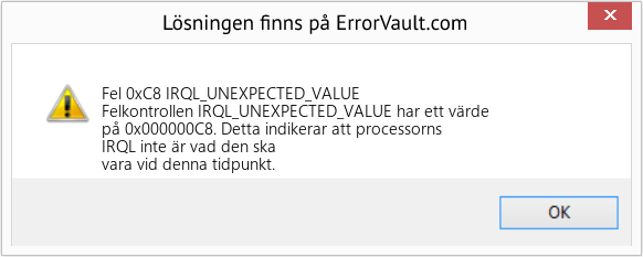 Fix IRQL_UNEXPECTED_VALUE (Error Fel 0xC8)