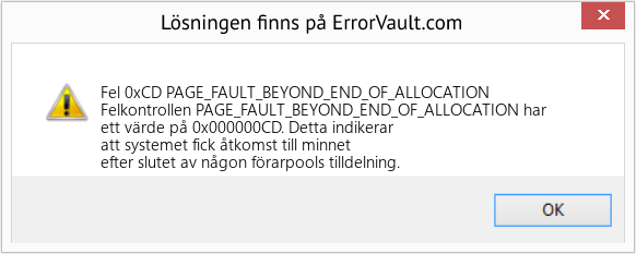 Fix PAGE_FAULT_BEYOND_END_OF_ALLOCATION (Error Fel 0xCD)