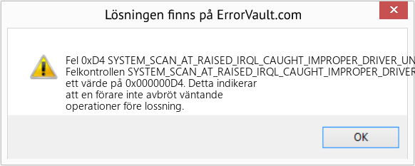 Fix SYSTEM_SCAN_AT_RAISED_IRQL_CAUGHT_IMPROPER_DRIVER_UNLOAD (Error Fel 0xD4)