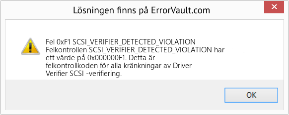 Fix SCSI_VERIFIER_DETECTED_VIOLATION (Error Fel 0xF1)