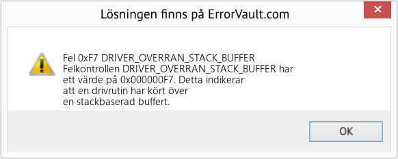 Fix DRIVER_OVERRAN_STACK_BUFFER (Error Fel 0xF7)