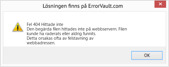 Fix Hittade inte (Error Fel 404)