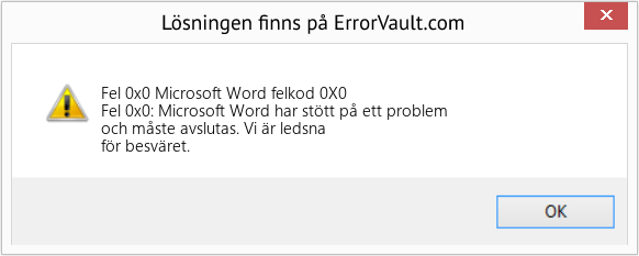 Fix Microsoft Word felkod 0X0 (Error Fel 0x0)