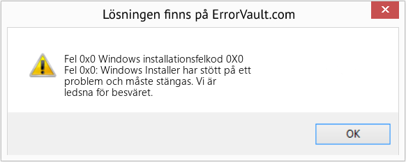 Fix Windows installationsfelkod 0X0 (Error Fel 0x0)