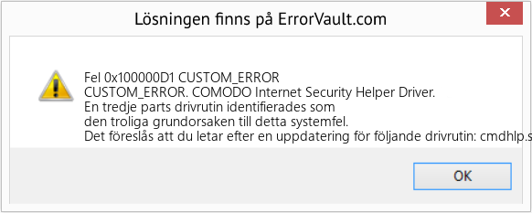 Download Error <?php echo $number; ?> (CUSTOM_ERROR) Repair Tool Fix CUSTOM_ERROR (Error Fel 0x100000D1)
