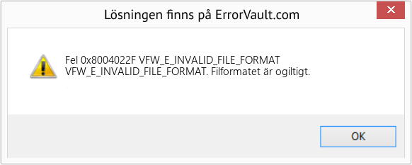 Download Error <?php echo $number; ?> (VFW_E_INVALID_FILE_FORMAT) Repair Tool Fix VFW_E_INVALID_FILE_FORMAT (Error Fel 0x8004022F)
