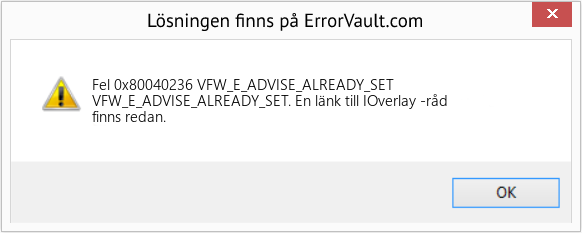 Fix VFW_E_ADVISE_ALREADY_SET (Error Fel 0x80040236)