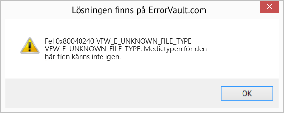 Fix VFW_E_UNKNOWN_FILE_TYPE (Error Fel 0x80040240)