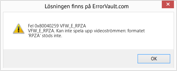 Fix VFW_E_RPZA (Error Fel 0x80040259)