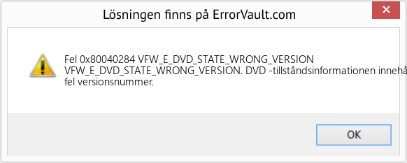 Download Error <?php echo $number; ?> (VFW_E_DVD_STATE_WRONG_VERSION) Repair Tool Fix VFW_E_DVD_STATE_WRONG_VERSION (Error Fel 0x80040284)