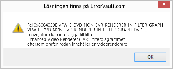 Fix VFW_E_DVD_NON_EVR_RENDERER_IN_FILTER_GRAPH (Error Fel 0x8004029E)