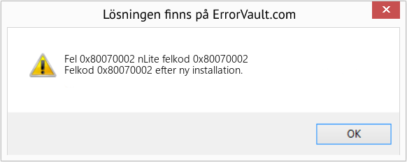 Fix nLite felkod 0x80070002 (Error Fel 0x80070002)