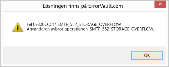 Fix SMTP_552_STORAGE_OVERFLOW (Error Fel 0x800CCC17)