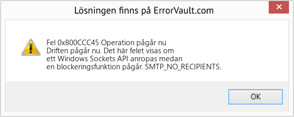Fix Operation pågår nu (Error Fel 0x800CCC45)