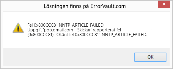 Fix NNTP_ARTICLE_FAILED (Error Fel 0x800CCC81)