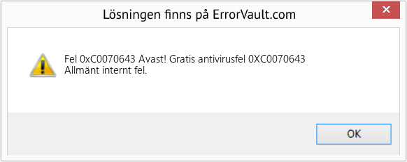 Fix Avast! Gratis antivirusfel 0XC0070643 (Error Fel 0xC0070643)