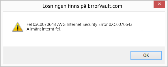 Fix AVG Internet Security Error 0XC0070643 (Error Fel 0xC0070643)