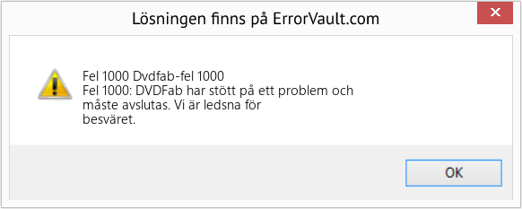 Fix Dvdfab-fel 1000 (Error Fel 1000)