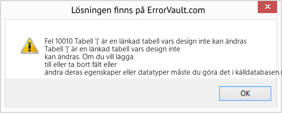 Fix Tabell '|' är en länkad tabell vars design inte kan ändras (Error Fel 10010)