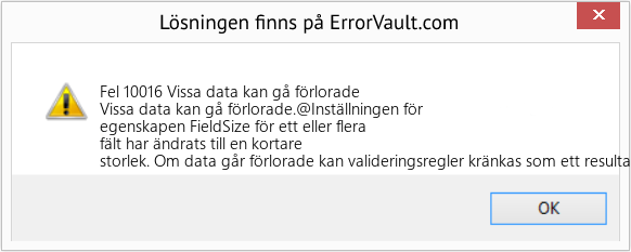 Fix Vissa data kan gå förlorade (Error Fel 10016)