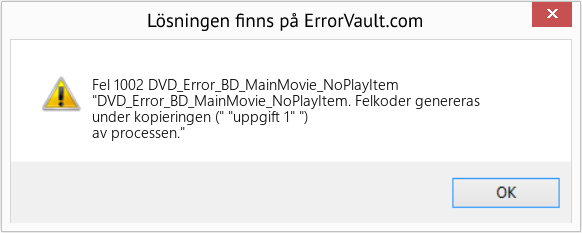 Fix DVD_Error_BD_MainMovie_NoPlayItem (Error Fel 1002)