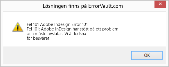 Fix Adobe Indesign Error 101 (Error Fel 101)
