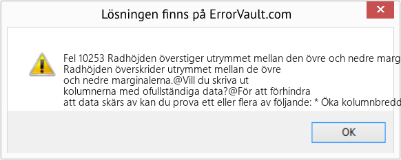 Fix Radhöjden överstiger utrymmet mellan den övre och nedre marginalen (Error Fel 10253)