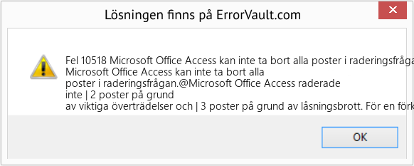 Fix Microsoft Office Access kan inte ta bort alla poster i raderingsfrågan (Error Fel 10518)