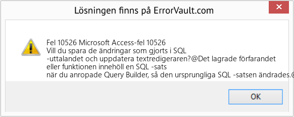 Fix Microsoft Access-fel 10526 (Error Fel 10526)