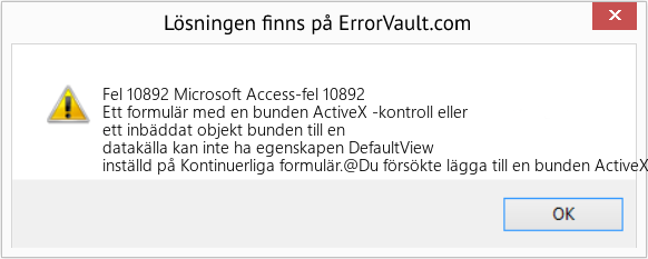 Fix Microsoft Access-fel 10892 (Error Fel 10892)