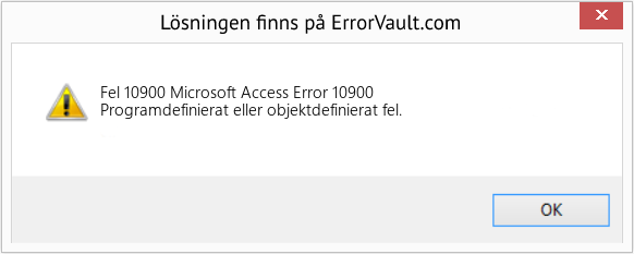 Fix Microsoft Access Error 10900 (Error Fel 10900)