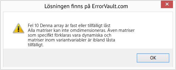 Fix Denna array är fast eller tillfälligt låst (Error Fel 10)