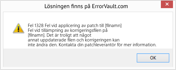 Fix Fel vid applicering av patch till [filnamn] (Error Fel 1328)