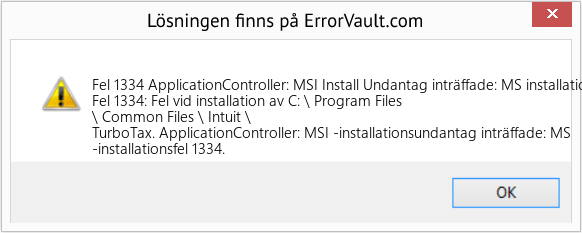 Fix ApplicationController: MSI Install Undantag inträffade: MS installationsfel 1334 (Error Fel 1334)
