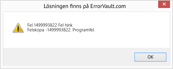 Fix Fel hink (Error Fel 1499993822)