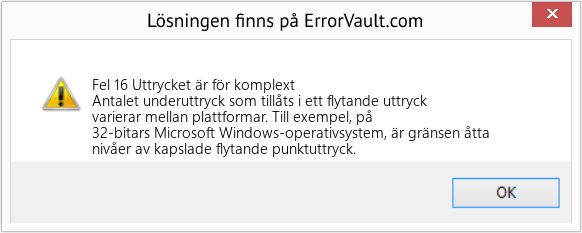 Download Error <?php echo $number; ?> (Uttrycket är för komplext) Repair Tool Fix Uttrycket är för komplext (Error Fel 16)