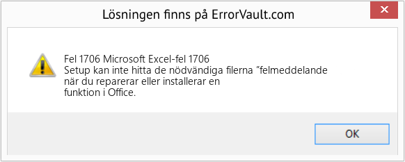 Fix Microsoft Excel-fel 1706 (Error Fel 1706)