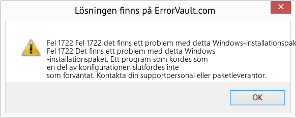 Fix Fel 1722 det finns ett problem med detta Windows-installationspaket (Error Fel 1722)