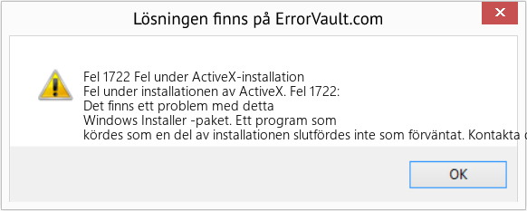 Fix Fel under ActiveX-installation (Error Fel 1722)