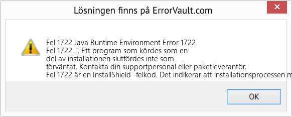 Fix Java Runtime Environment Error 1722 (Error Fel 1722)