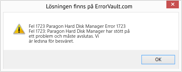 Fix Paragon Hard Disk Manager Error 1723 (Error Fel 1723)
