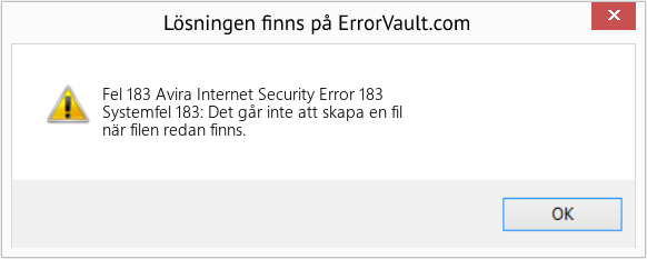 Fix Avira Internet Security Error 183 (Error Fel 183)