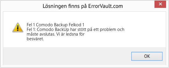 Fix Comodo Backup Felkod 1 (Error Fel 1)